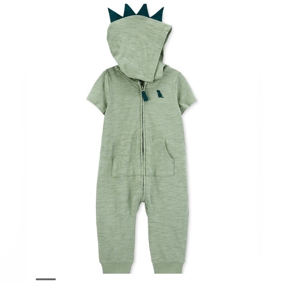 Carter’s Green Short Sleeve Dinosaur Jumpsuit in Size 9 Months - Picture 1 of 14
